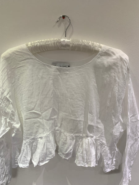 RitaNoTiara White Cotton Frill Top