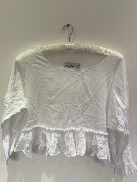 RitaNoTiara White Cotton Frill Top