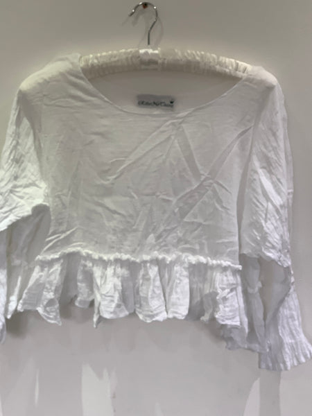 RitaNoTiara White Cotton Frill Top