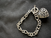 Vintage Silver Filigree T Bar Bracelet with large Heart charm