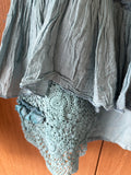 RitaNoTiara Teal cropped Eudora crochet patched pants