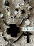 Kim Yubeta Mother of Pearl Cross Onyx Charm Necklace