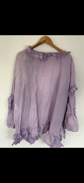 RitaNoTiara Lavender cotton silk voile ruffle 2 piece suit