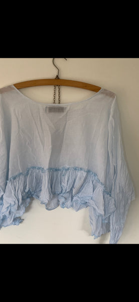 RitaNoTiara Romy cropped pale blue  top
