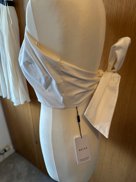 BNWT Reiss Alanis open back backless top white UK 12 EU 40 US 8 halterneck tie