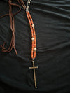 Spiny Oyster long copper Cross Necklace