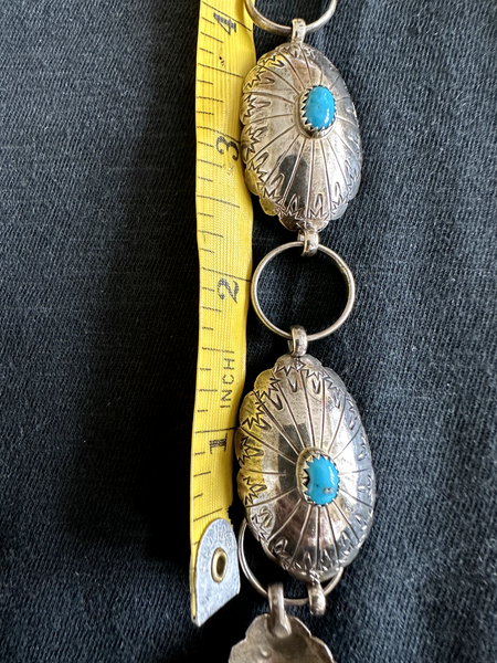 Concho Belt Sterling Silver & Turquoise 42in