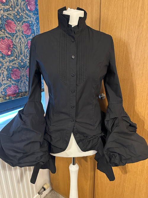 All Saints Iconic Katerina shirt UK 12 EU 40 US 8 Black cotton steampunk Gothic