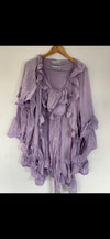 RitaNoTiara Lavender cotton silk voile ruffle 2 piece suit