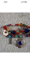 Kim Yubeta OOAK cross charm bracelet lapis spiny silver cert south western boho