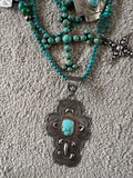 Kim Yubeta Turquoise Cross Charm Necklace