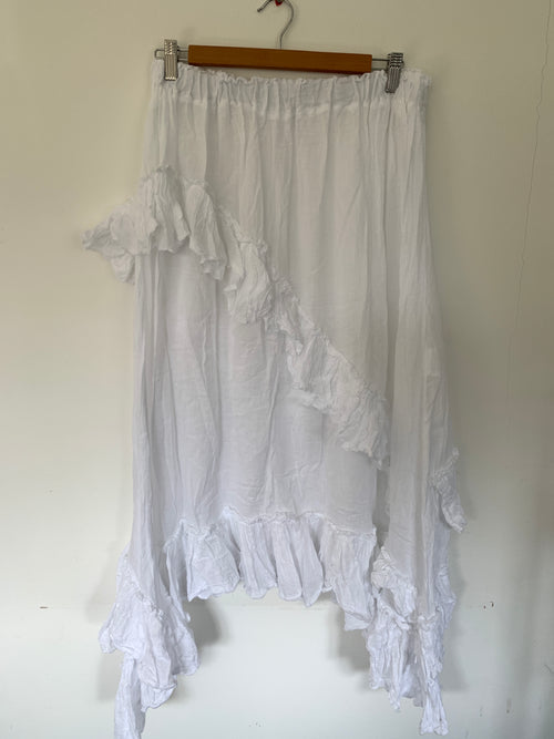 RitaNoTiara White Cotton Maxi Skirt