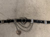 BNWOT Streets Ahead Mia Heart leather belt L black silver made in USA adjustable