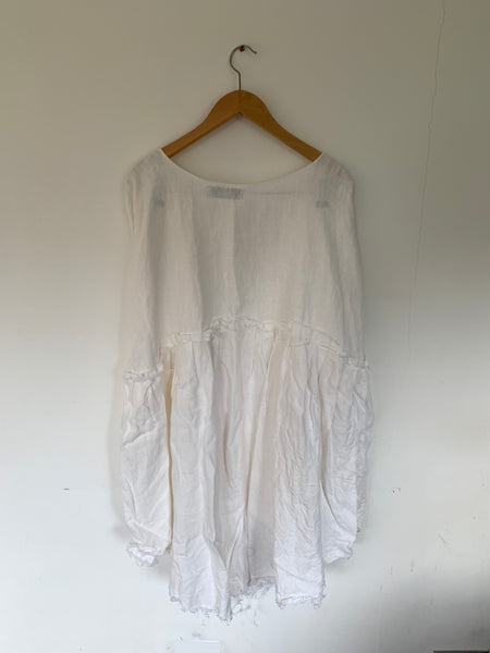 Ready to Ship May White Linen Dress free Size