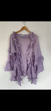 RitaNoTiara Lavender cotton silk voile ruffle 2 piece suit