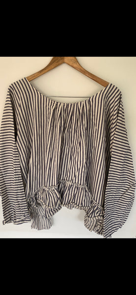 Artist Shirt Blue white stripe ticking