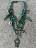 Kim Yubeta Turquoise Cross Charm Necklace