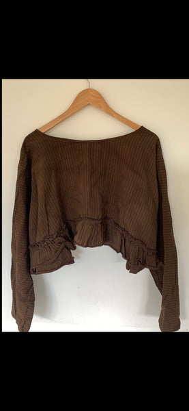 Coco Brown ticking stripe oversized top