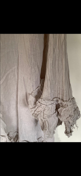 Pale Grey Janey raw edge pirate shirt