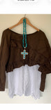 Coco Brown ticking stripe oversized top
