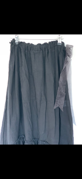 RitaNoTiara Black Cotton gauze asymmetric Maxi Skirt