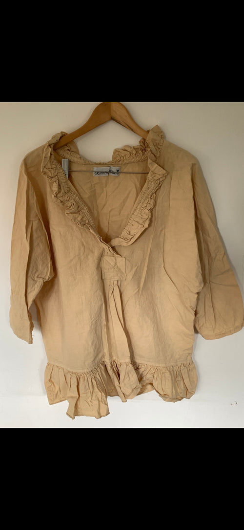 Saffy Cream Cotton Prairie Top One Size