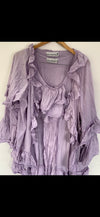 RitaNoTiara Lavender cotton silk voile ruffle 2 piece suit
