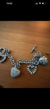 Silver hallmarked heart charm bracelet