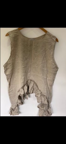 Asymmetric linen top
