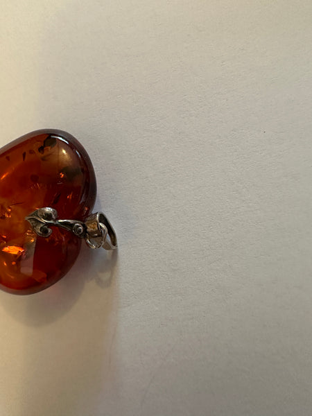 Baltic Amber and silver heart pendant