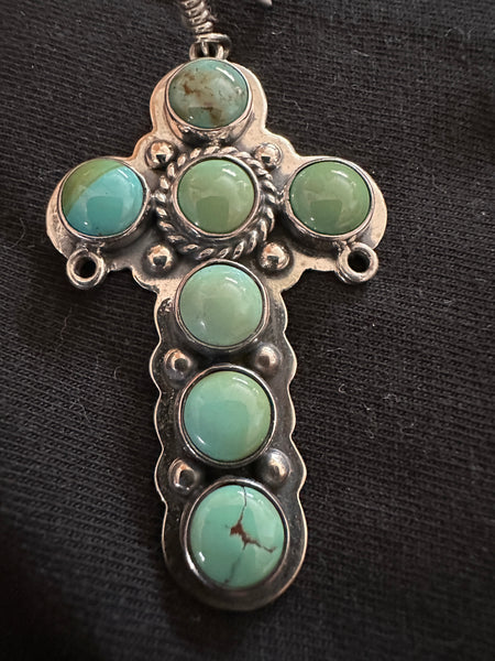 Federico Jimenez Earrings Silver & Turquoise Cross