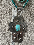 Kim Yubeta Turquoise Cross Charm Necklace