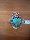 925 Silver and turquoise large heart pendant