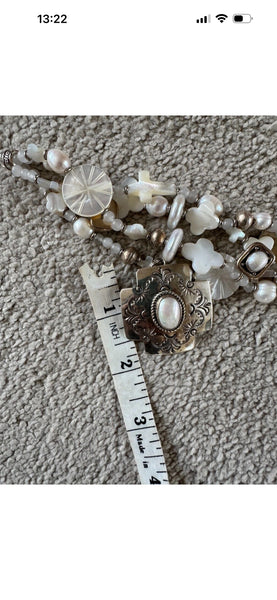 Kim Yubeta OOAK cross charm bracelet mother of pearl silver certificate western