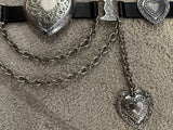 BNWOT Streets Ahead Mia Heart leather belt L black silver made in USA adjustable