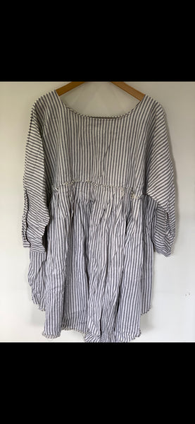 Ready to Ship May Ticking Stripe  Cotton Dress One Size