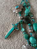 Kim Yubeta Turquoise Cross Charm Necklace