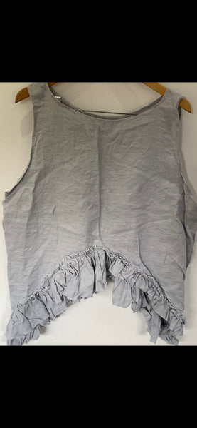 Asymmetric linen top Pale Grey