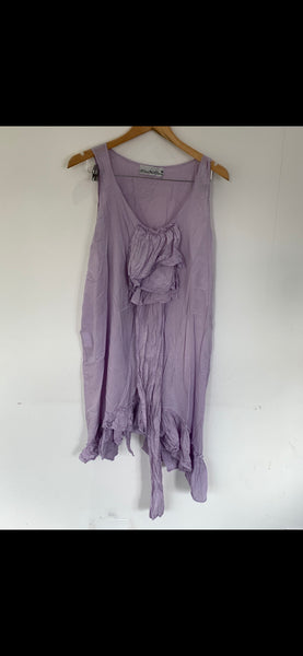 RitaNoTiara Lavender cotton silk voile ruffle 2 piece suit