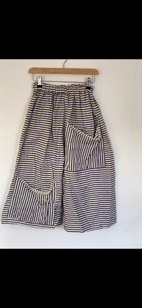 RitaNoTiara Blue stripe ticking big pocket pants