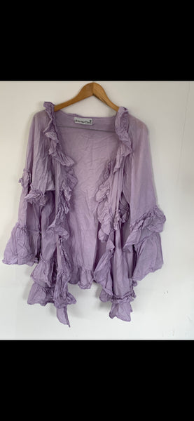 RitaNoTiara Lavender cotton silk voile ruffle 2 piece suit