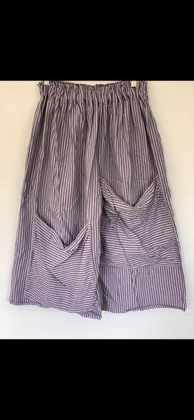 RitaNoTiara stripe vintage lavender ticking big pocket pants