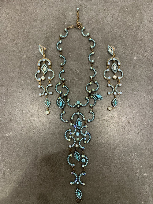 Butler & Wilson Blue Crystal  Baroque Necklace & Earrings