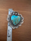 925 Silver and turquoise large heart pendant