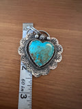 925 Silver and turquoise large heart pendant