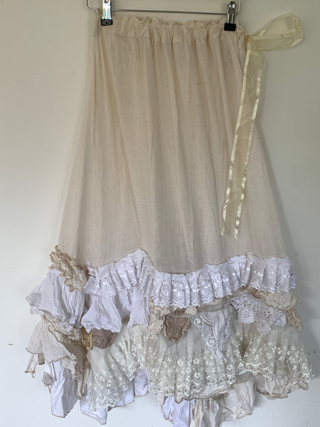 Ivory Cotton Petticoat Skirt Free Size