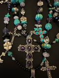 Kim Yubeta Turquoise Cross Charm Necklace