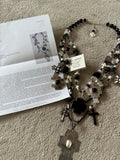 Kim Yubeta Mother of Pearl Cross Onyx Charm Necklace