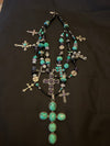 Kim Yubeta Turquoise Cross Charm Necklace