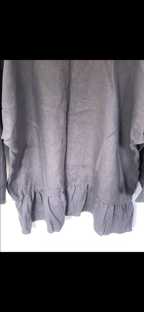 Boxy oversized slate linen top
